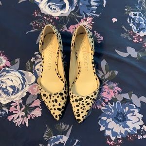 Sole Society Calf Hair Leopard D’Orsay Kitten Heel Pumps 8.5